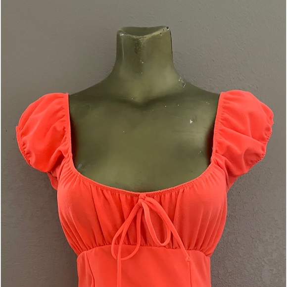 Sweet Neon Orange Babydoll Mini Dress Size Small As-Is - Picture 5 of 11